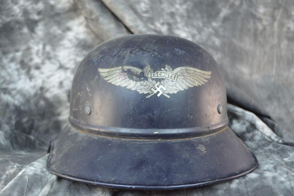 WW2 German Luftschutz helmet with dent