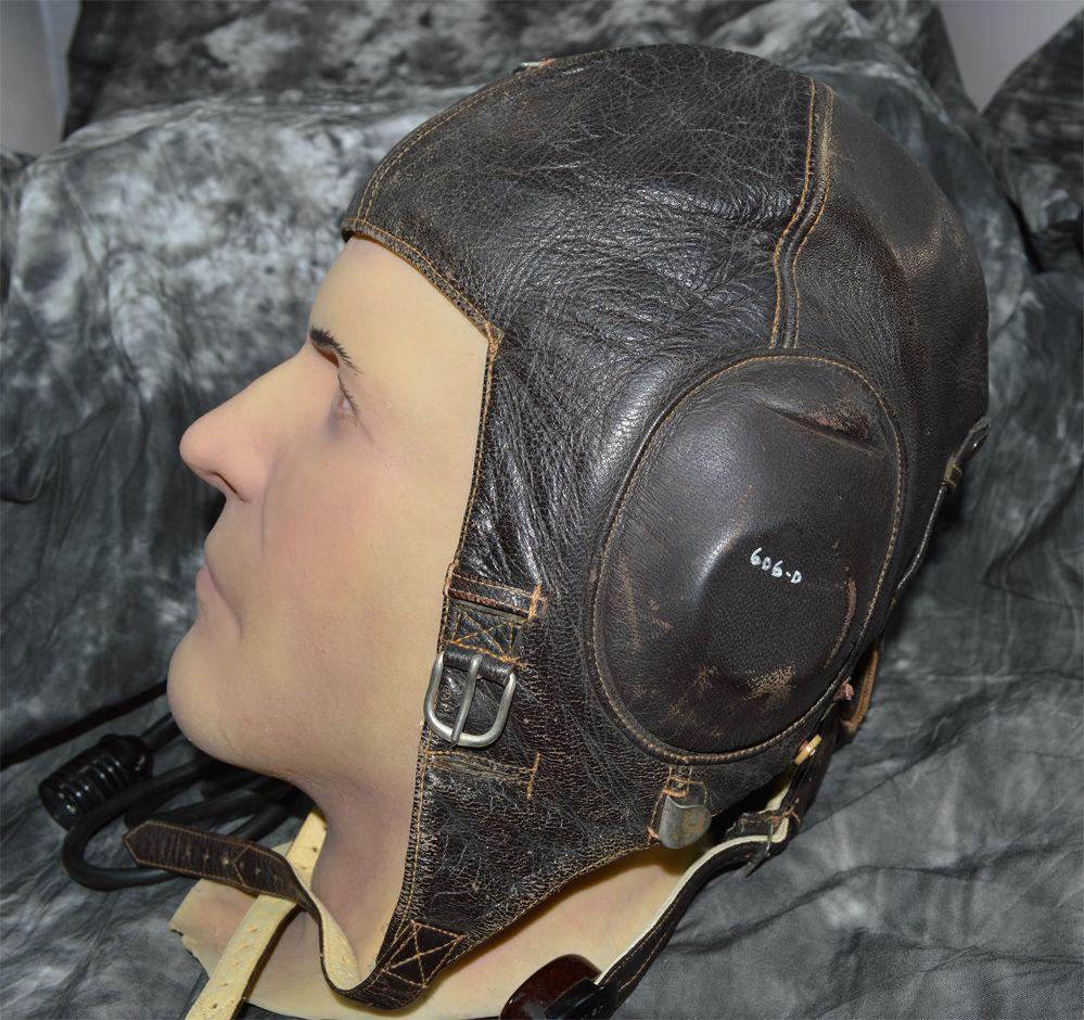WWII German leather flight helmet